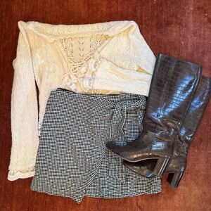 Wilfred Black and White Houndstooth Skirt